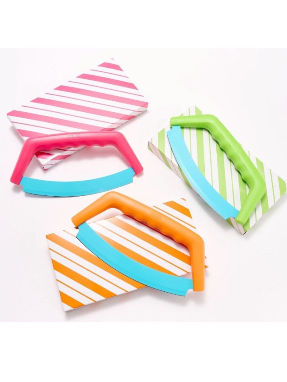 Kuhn Rikon Mezzaluna Knives SET OF 3 & Gift Boxes SUMMER FRESH NEW